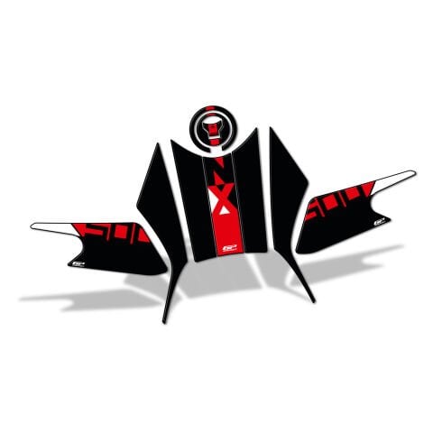 GP Kompozit Honda NX 500 2025 Uyumlu Tank Pad Seti Siyah-Kırmızı