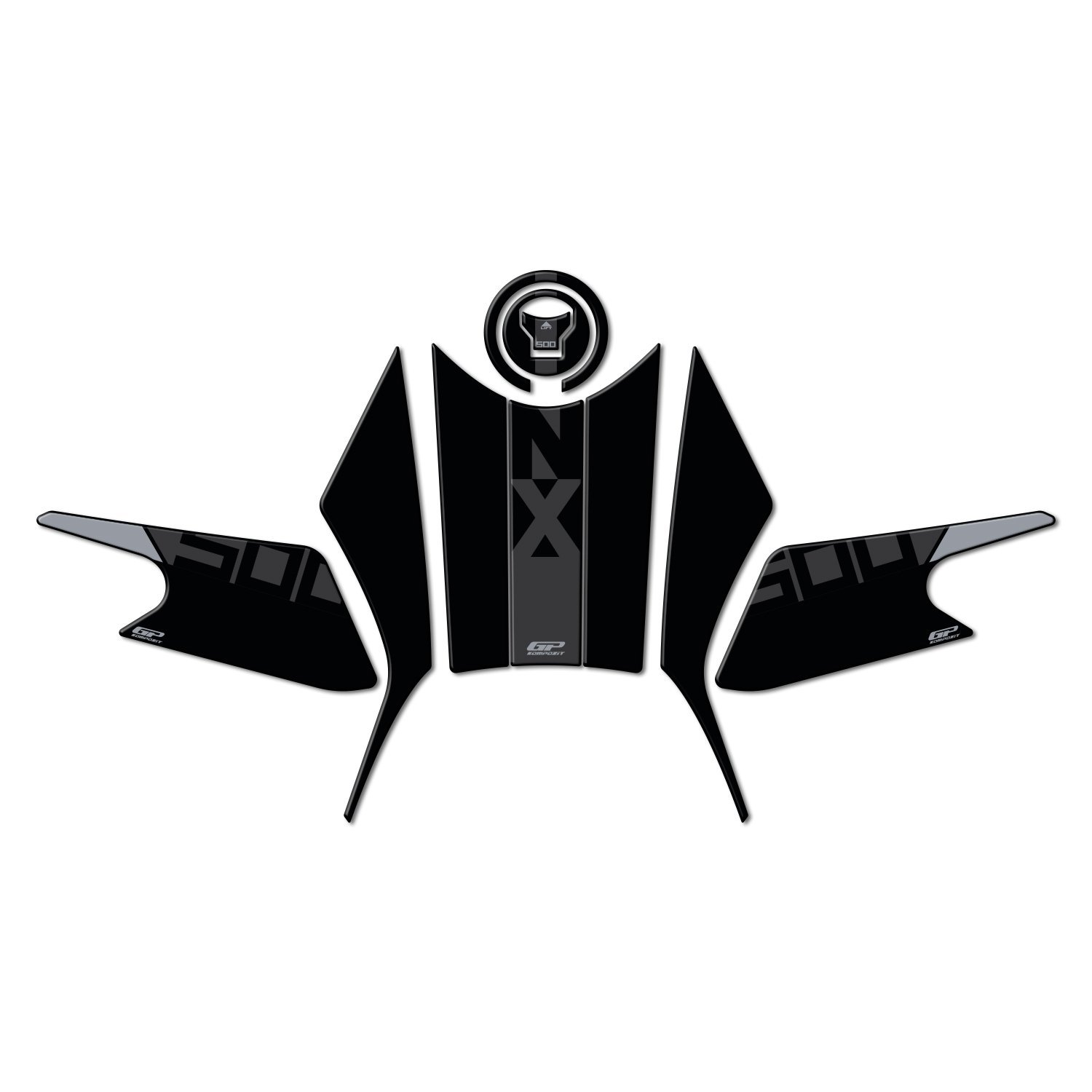 GP Kompozit Honda NX 500 2025-2026 Uyumlu Tank Pad Seti Siyah-Gri