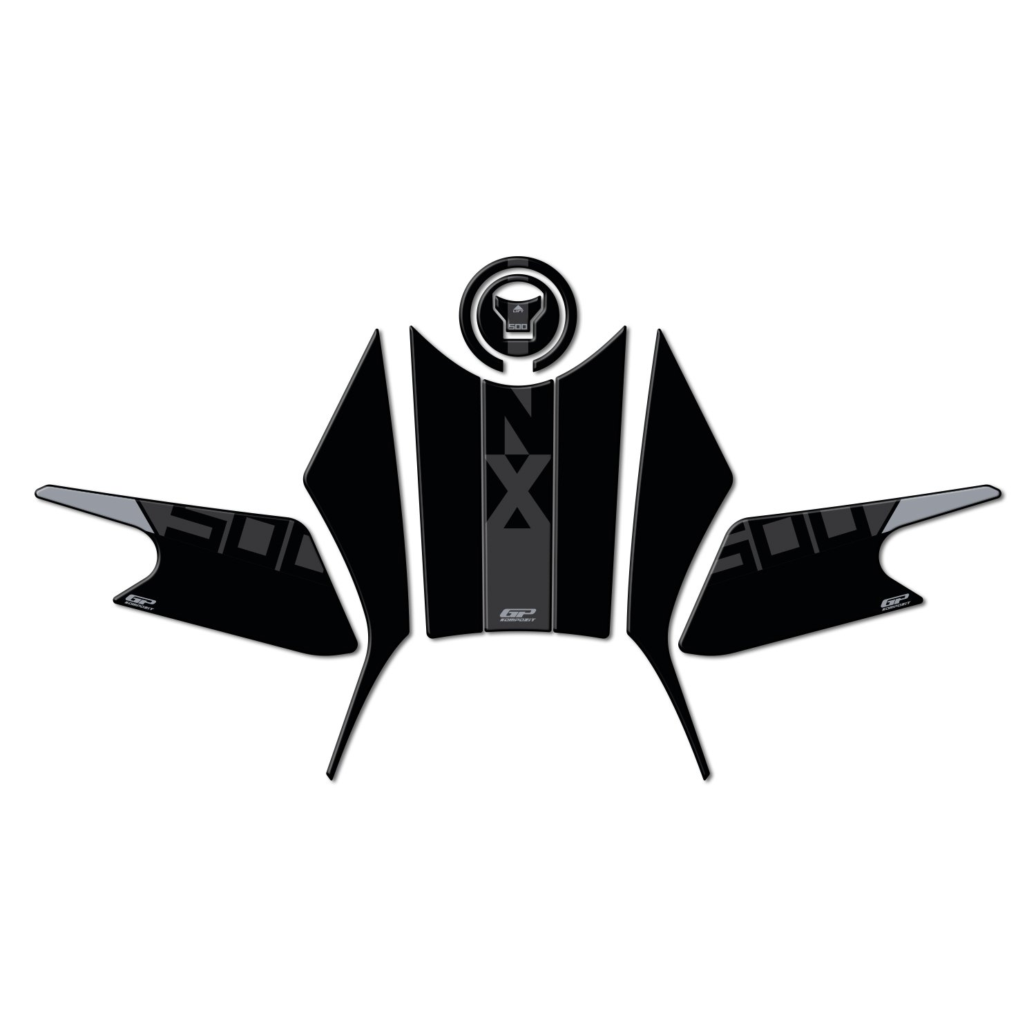 GP Kompozit Honda NX 500 2025-2026 Uyumlu Tank Pad Seti Siyah-Gri