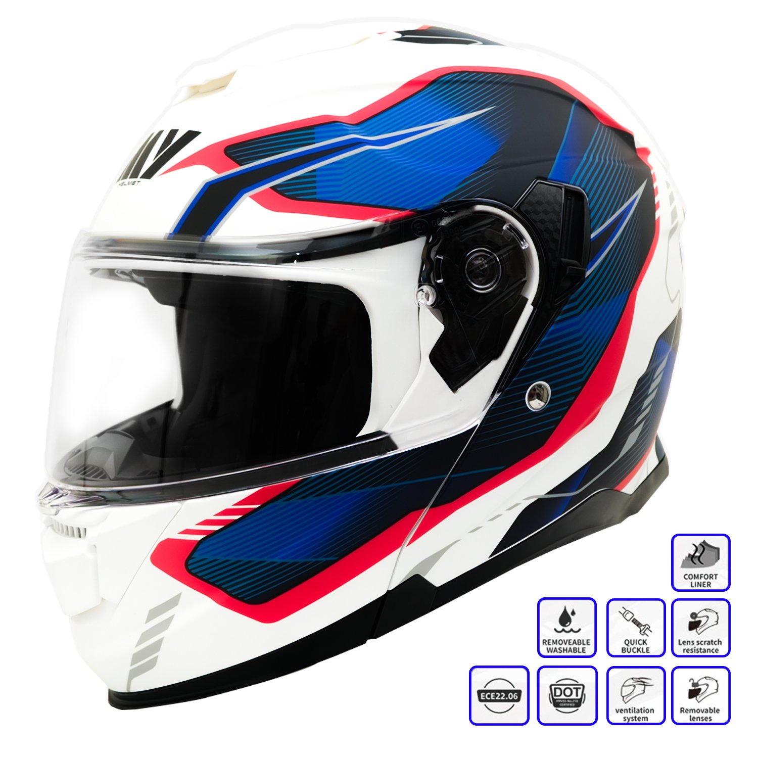 GP MY HELMET MKS002-WBR Güneş Vizörlü Şeffaf Çene Açılır Motosiklet Kaskı