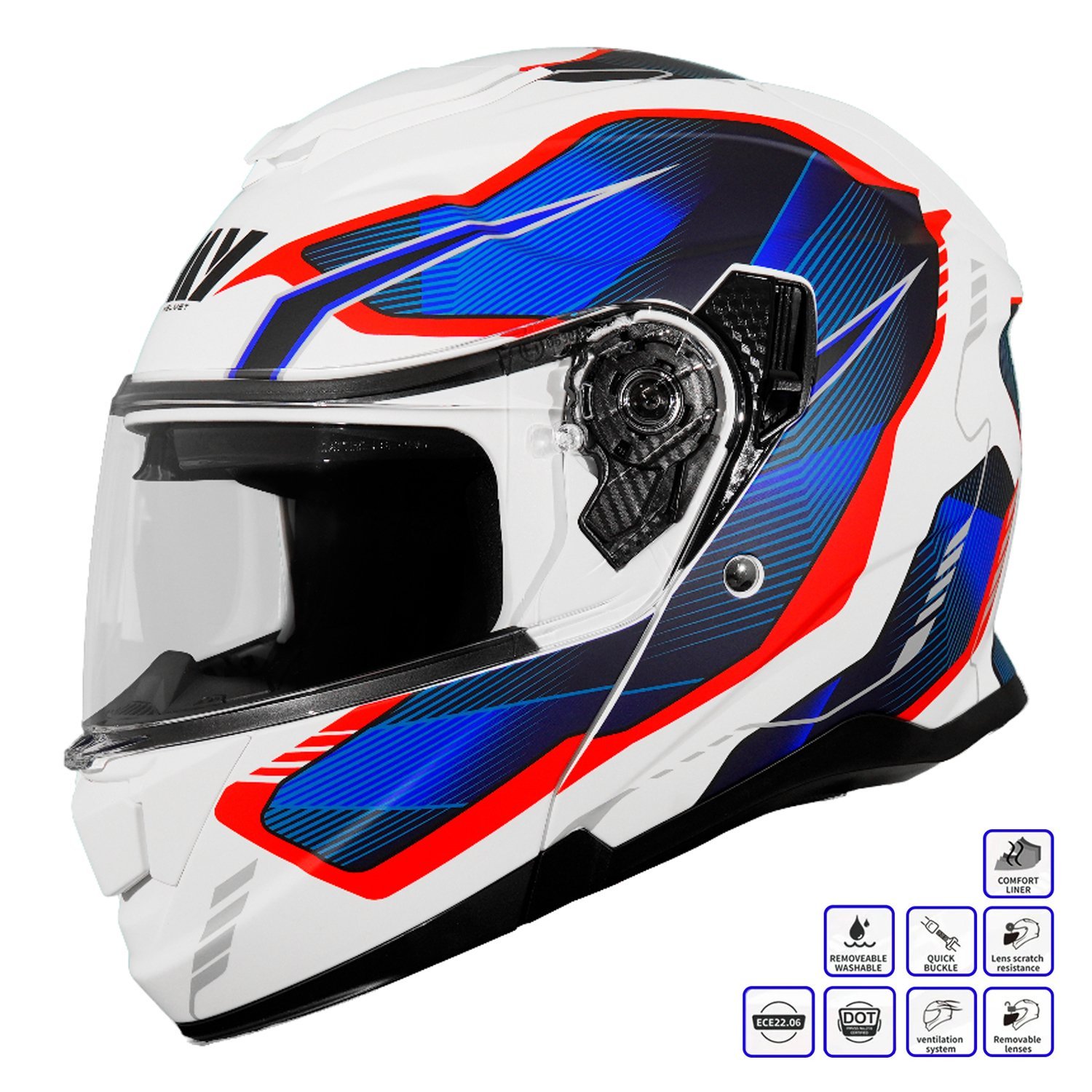 GP MY HELMET MKS002-WBR Güneş Vizörlü Şeffaf Çene Açılır Motosiklet Kaskı