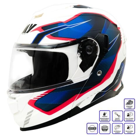 GP MY HELMET MKS002-WBR Güneş Vizörlü Şeffaf Çene Açılır Motosiklet Kaskı