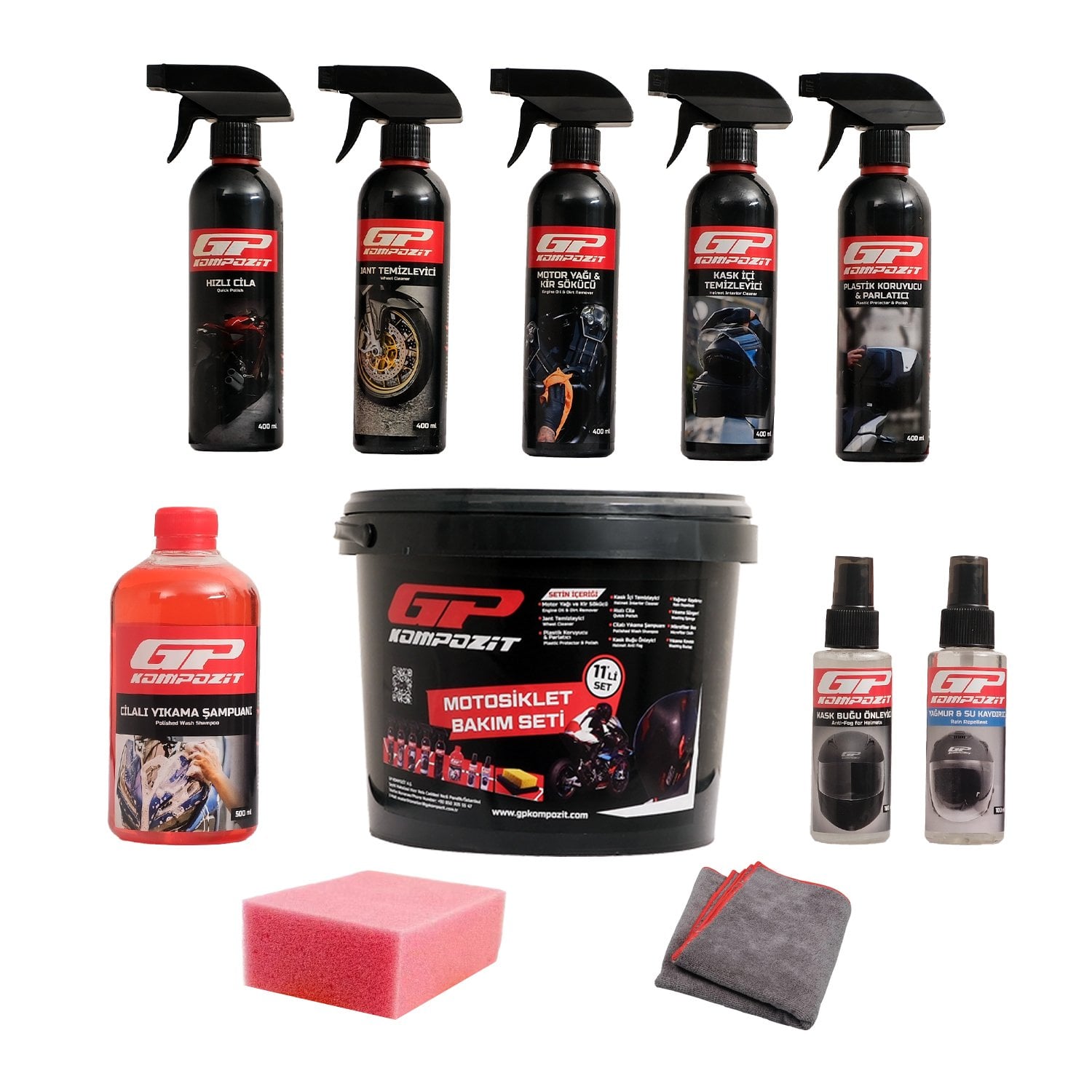 GP Kompozit 11 Parça Motosiklet Bakım ve Temizlik Seti