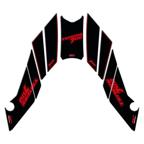 GP Kompozit Yamaha Tenere 700 2019-2023 Uyumlu Tank Pad Seti Kırmızı