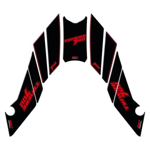 GP Kompozit Yamaha Tenere 700 2019-2023 Uyumlu Tank Pad Seti Kırmızı