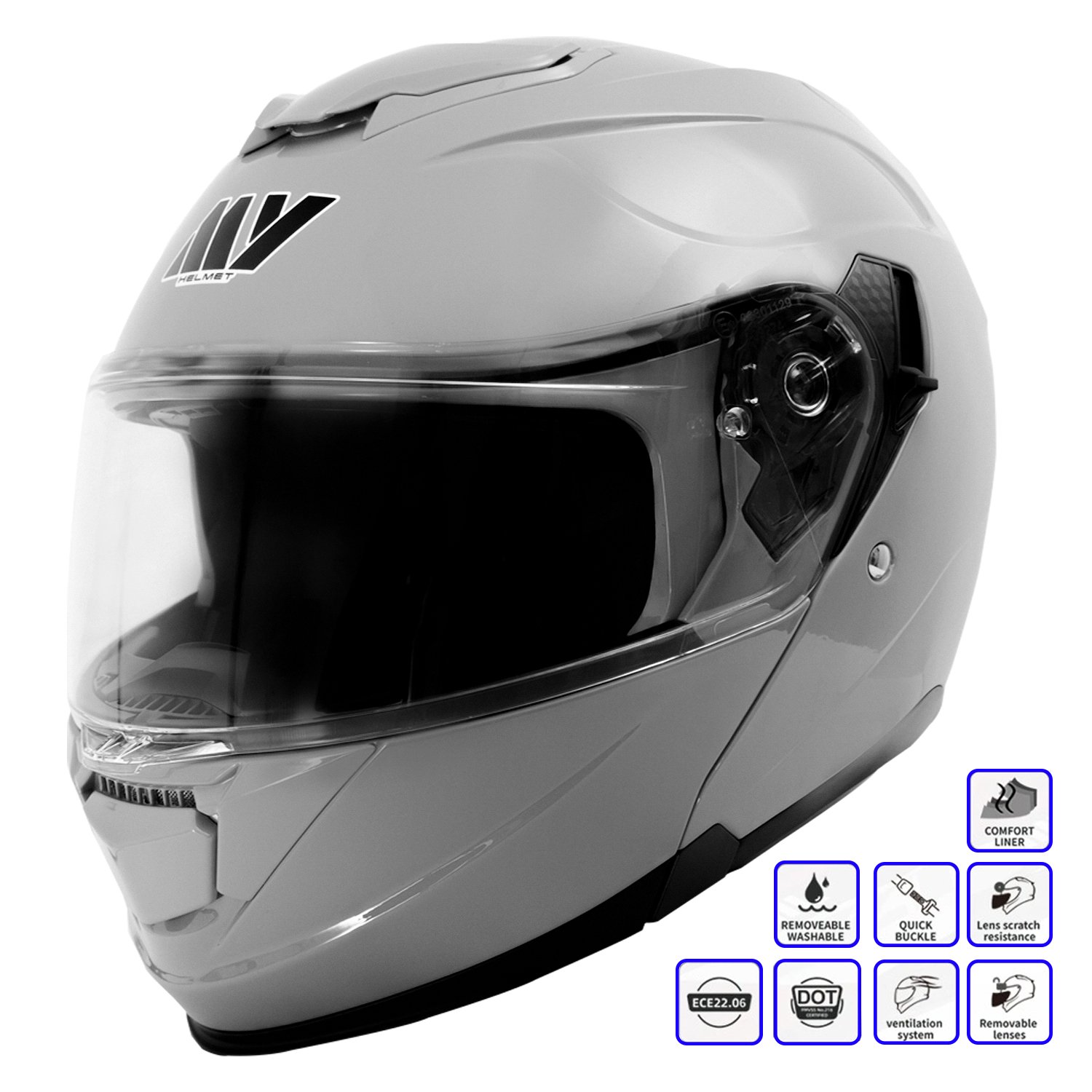 GP MY HELMET MKS002-NG Güneş Vizörlü Şeffaf Çene Açılır Motosiklet Kaskı