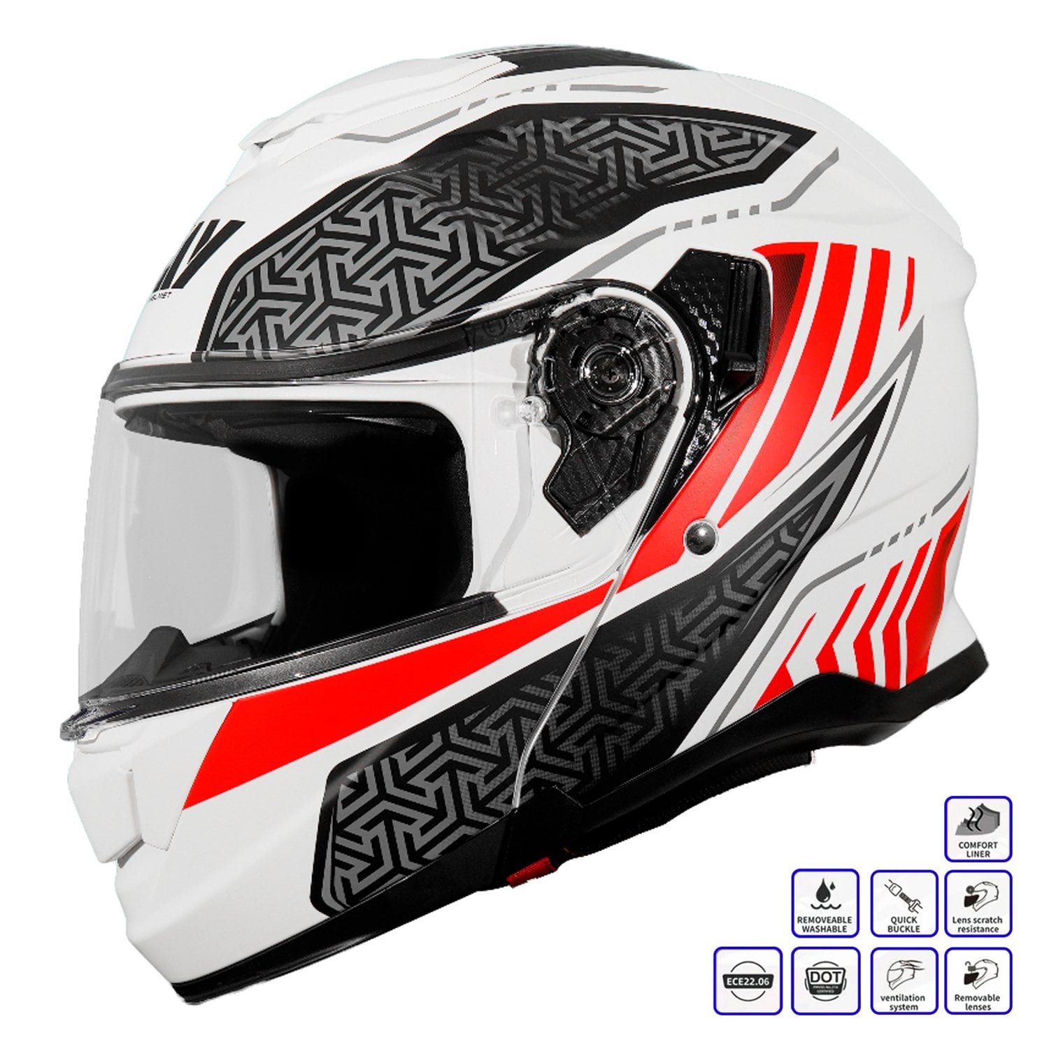 GP MY HELMET MKS002-WRB Güneş Vizörlü Şeffaf Çene Açılır Motosiklet Kaskı
