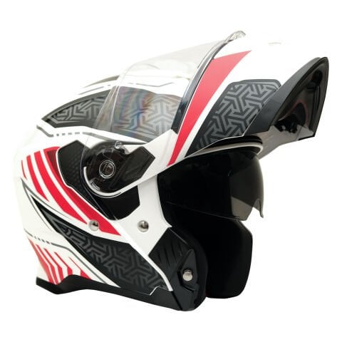 GP MY HELMET MKS002-WRB Güneş Vizörlü Şeffaf Çene Açılır Motosiklet Kaskı