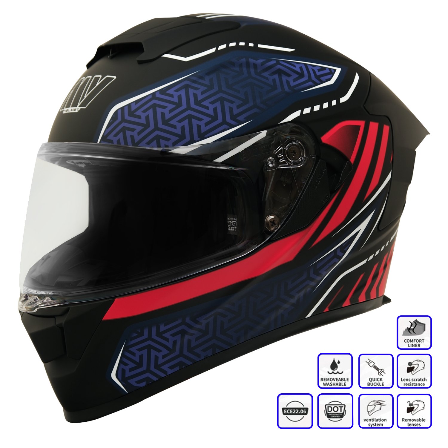 GP MY HELMET MKS001-BBR Yarış Spoiler Güneş Vizörlü Şeffaf Full Face Motosiklet Kaskı