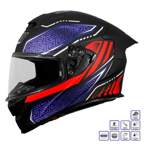 GP MY HELMET MKS001-BBR Yarış Spoiler Güneş Vizörlü Şeffaf Full Face Motosiklet Kaskı