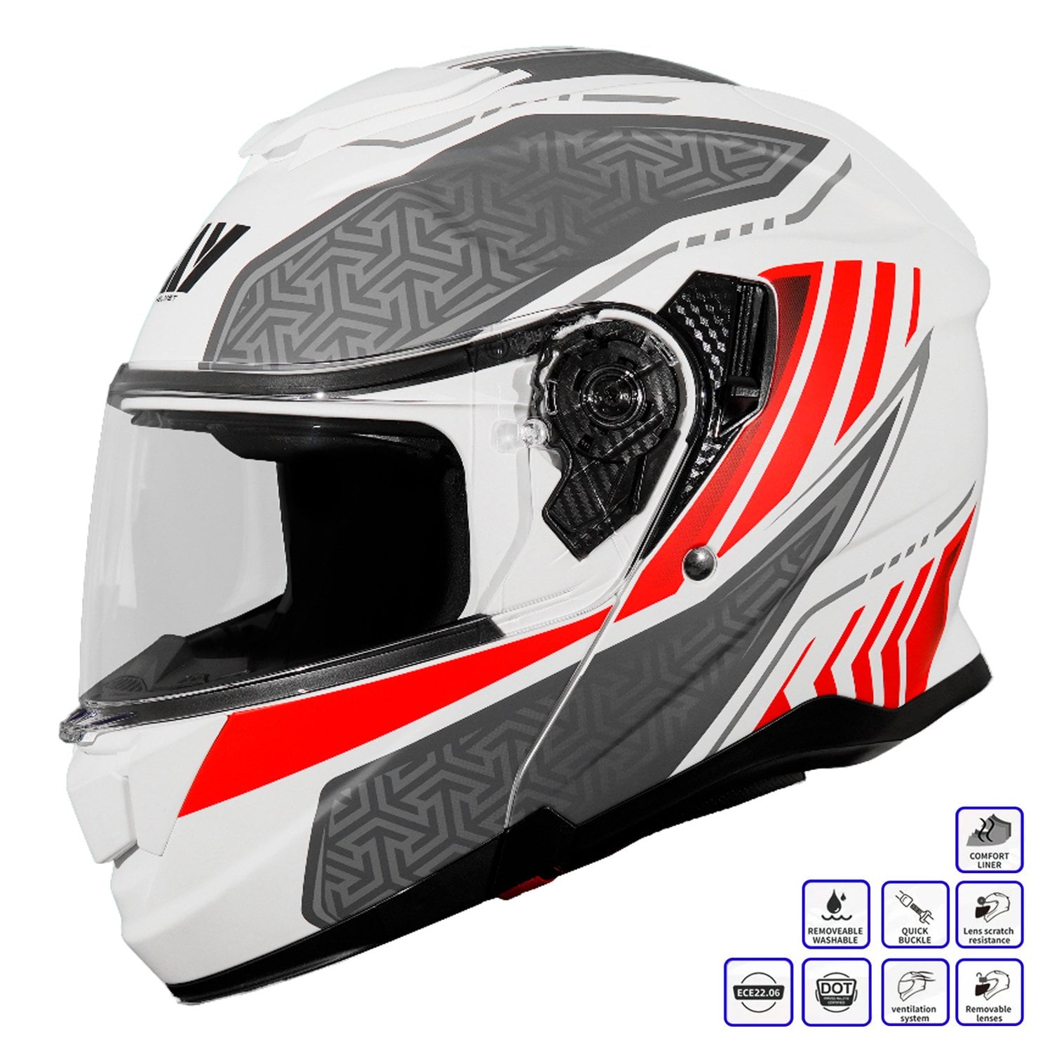 GP MY HELMET MKS002-WRG Güneş Vizörlü Şeffaf Çene Açılır Motosiklet Kaskı
