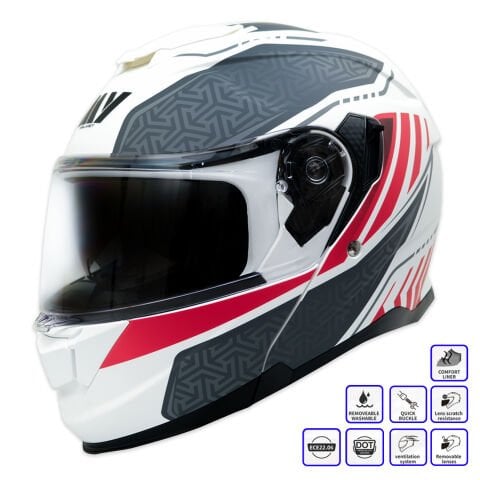 GP MY HELMET MKS002-WRG Güneş Vizörlü Şeffaf Çene Açılır Motosiklet Kaskı