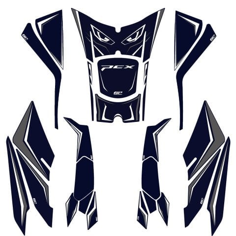 GP Kompozit Honda PCX 125 / 150 2025-2026 Uyumlu Full Tank Pad Seti Mavi