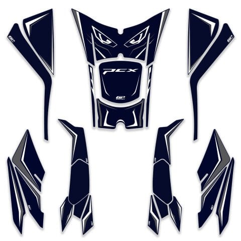 GP Kompozit Honda PCX 125 / 150 2025-2026 Uyumlu Full Tank Pad Seti Mavi