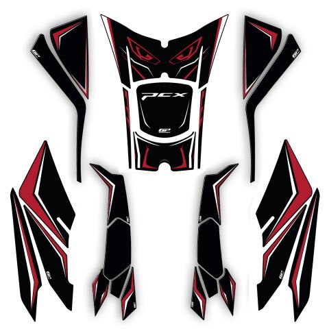 GP Kompozit Honda PCX 125 / 150 2025-2026 Uyumlu Full Tank Pad Seti Kırmızı