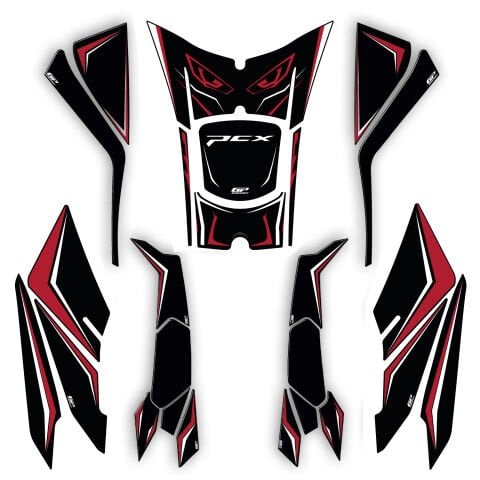 GP Kompozit Honda PCX 125 / 150 2025-2026 Uyumlu Full Tank Pad Seti Kırmızı