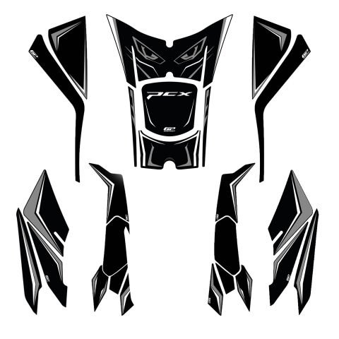 GP Kompozit Honda PCX 125 / 150 2025-2026 Uyumlu Full Tank Pad Seti Gri