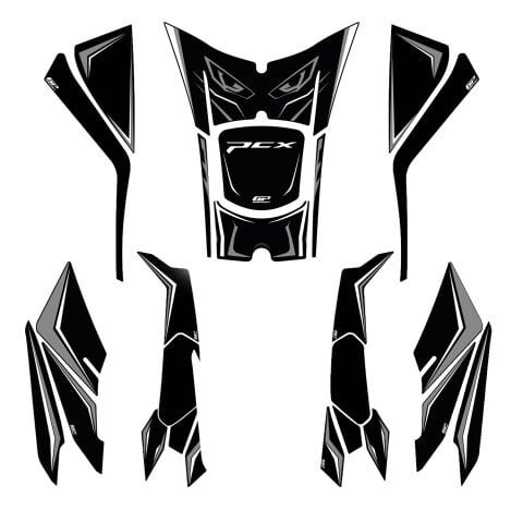 GP Kompozit Honda PCX 125 / 150 2025-2026 Uyumlu Full Tank Pad Seti Gri