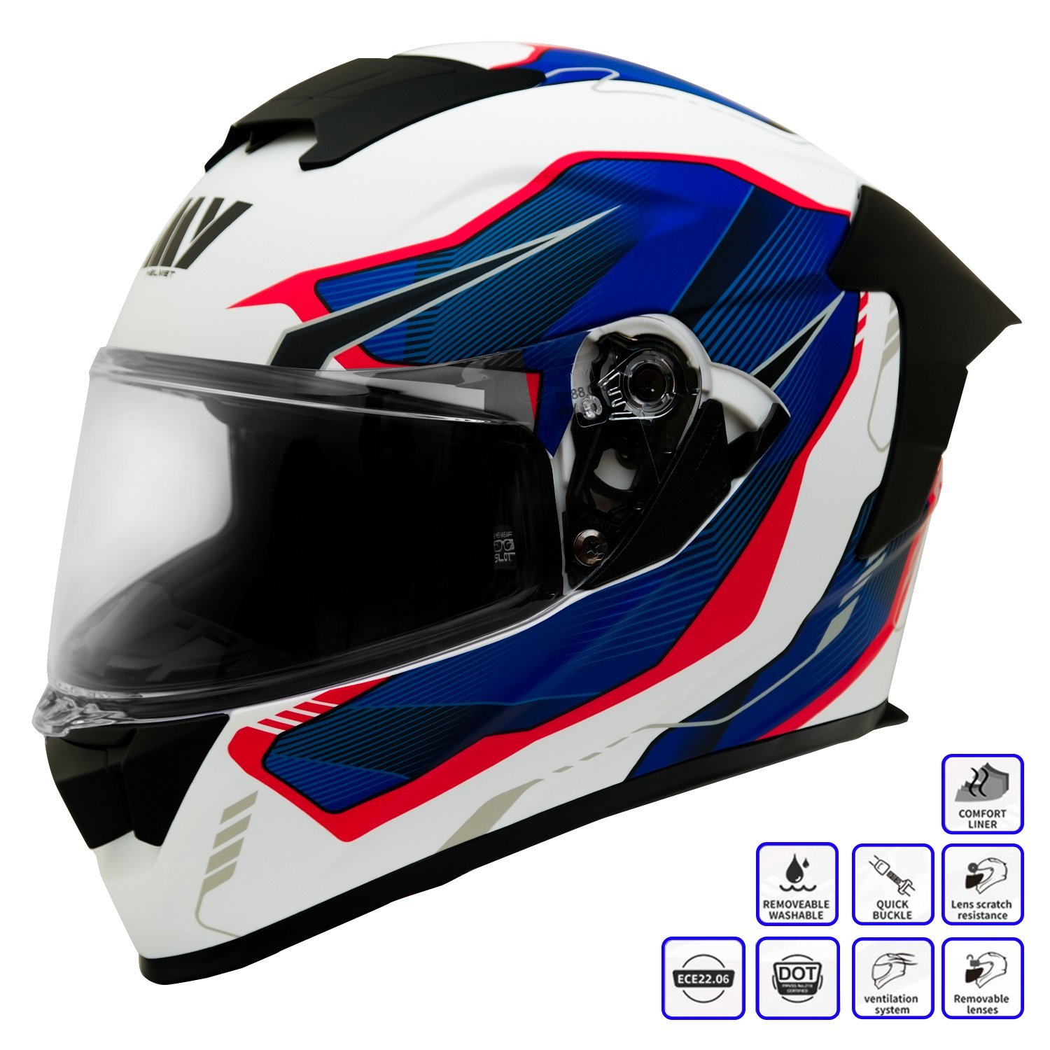 GP MY HELMET MKS001-WBR Yarış Spoiler Güneş Vizörlü Şeffaf Full Face Motosiklet Kaskı