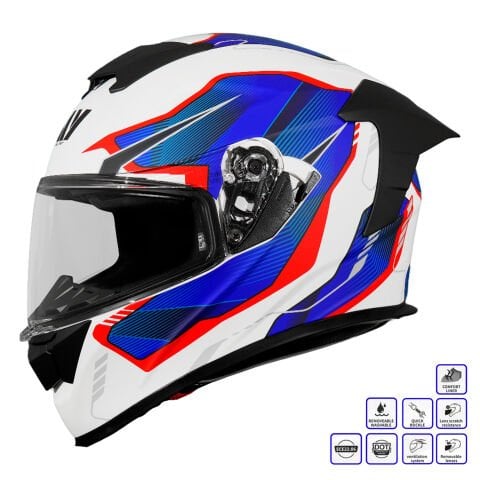 GP MY HELMET MKS001-WBR Yarış Spoiler Güneş Vizörlü Şeffaf Full Face Motosiklet Kaskı