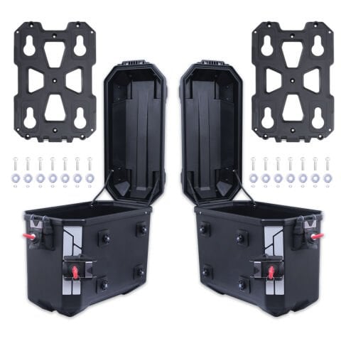 GP Kompozit Universal 26 lt x 2 Plastik Motosiklet Yan Çanta Seti Siyah