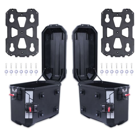 GP Kompozit Universal 26 lt x 2 Plastik Motosiklet Yan Çanta Seti Siyah