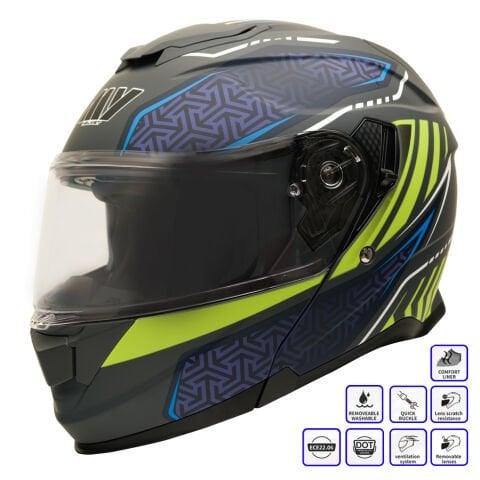 GP MY HELMET MKS002-RGBY Güneş Vizörlü Şeffaf Çene Açılır Motosiklet Kaskı