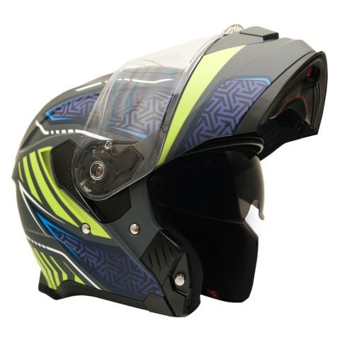 GP MY HELMET MKS002-RGBY Güneş Vizörlü Şeffaf Çene Açılır Motosiklet Kaskı