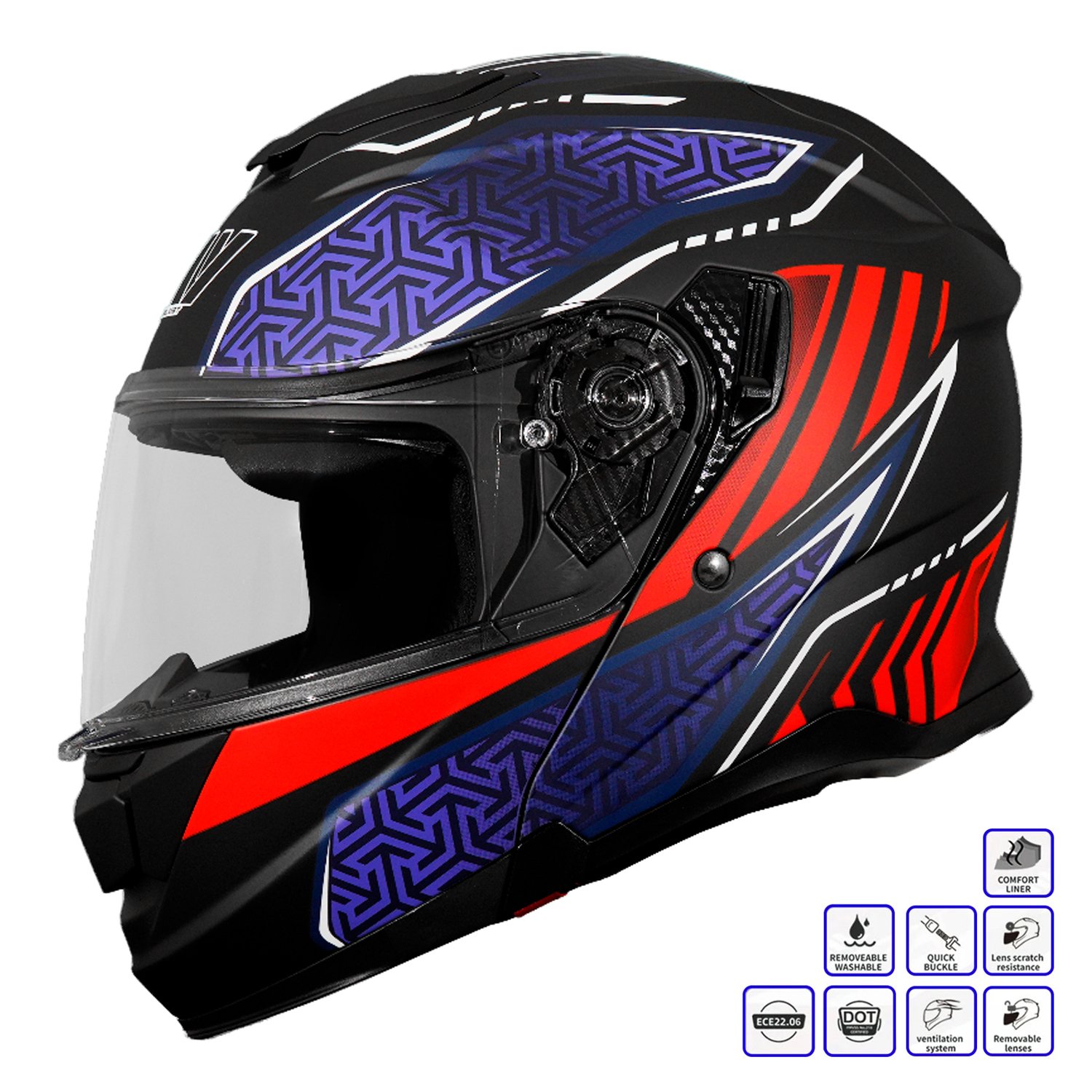 GP MY HELMET MKS002-BBR Güneş Vizörlü Şeffaf Çene Açılır Motosiklet Kaskı