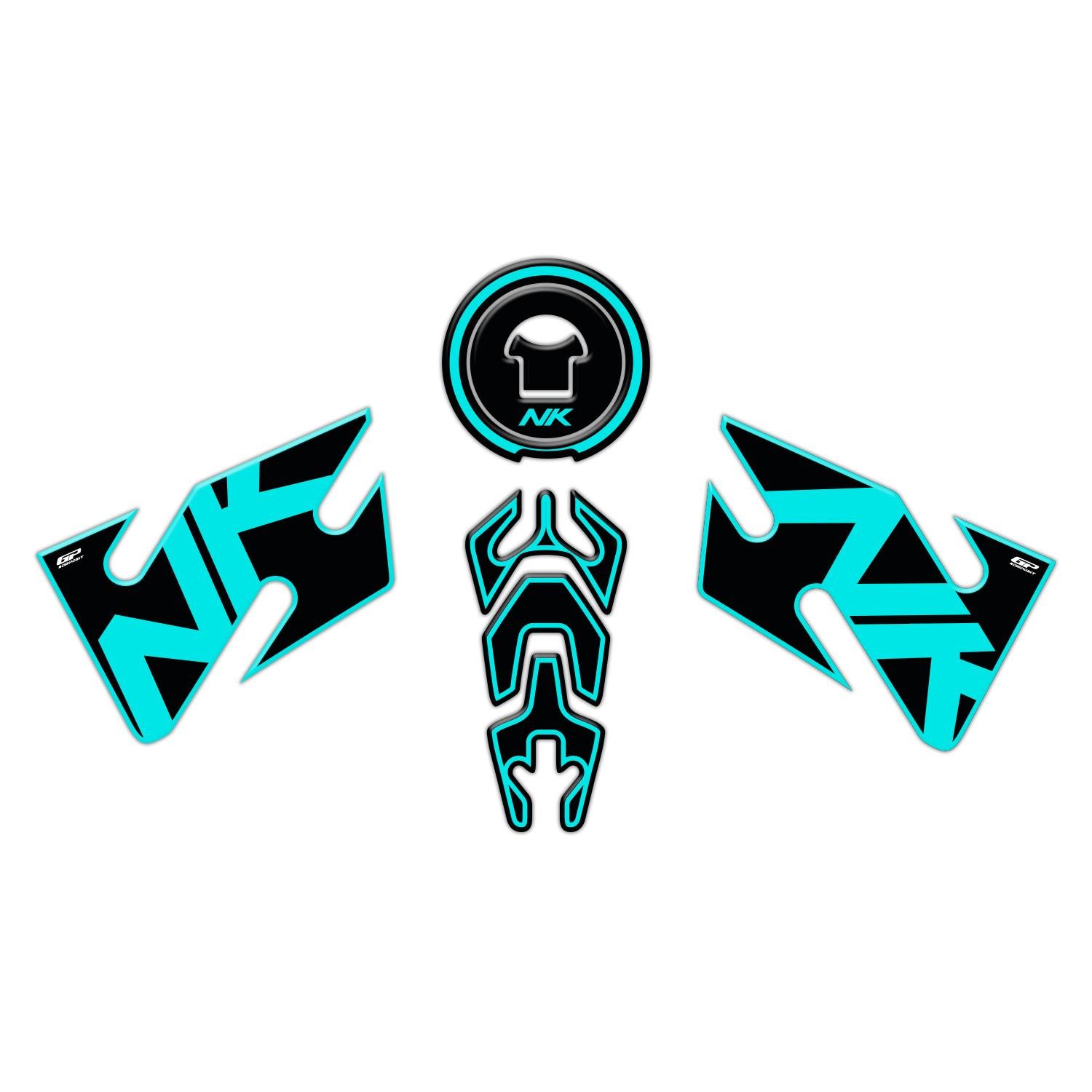 GP Kompozit CF Moto 400 NK / 650 NK 2020 Uyumlu Tank Pad Seti Turkuaz