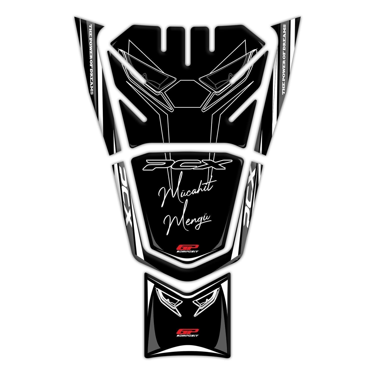 GP Kişiye Özel Honda PCX 125 2021-2024 Uyumlu Tank Pad Gri