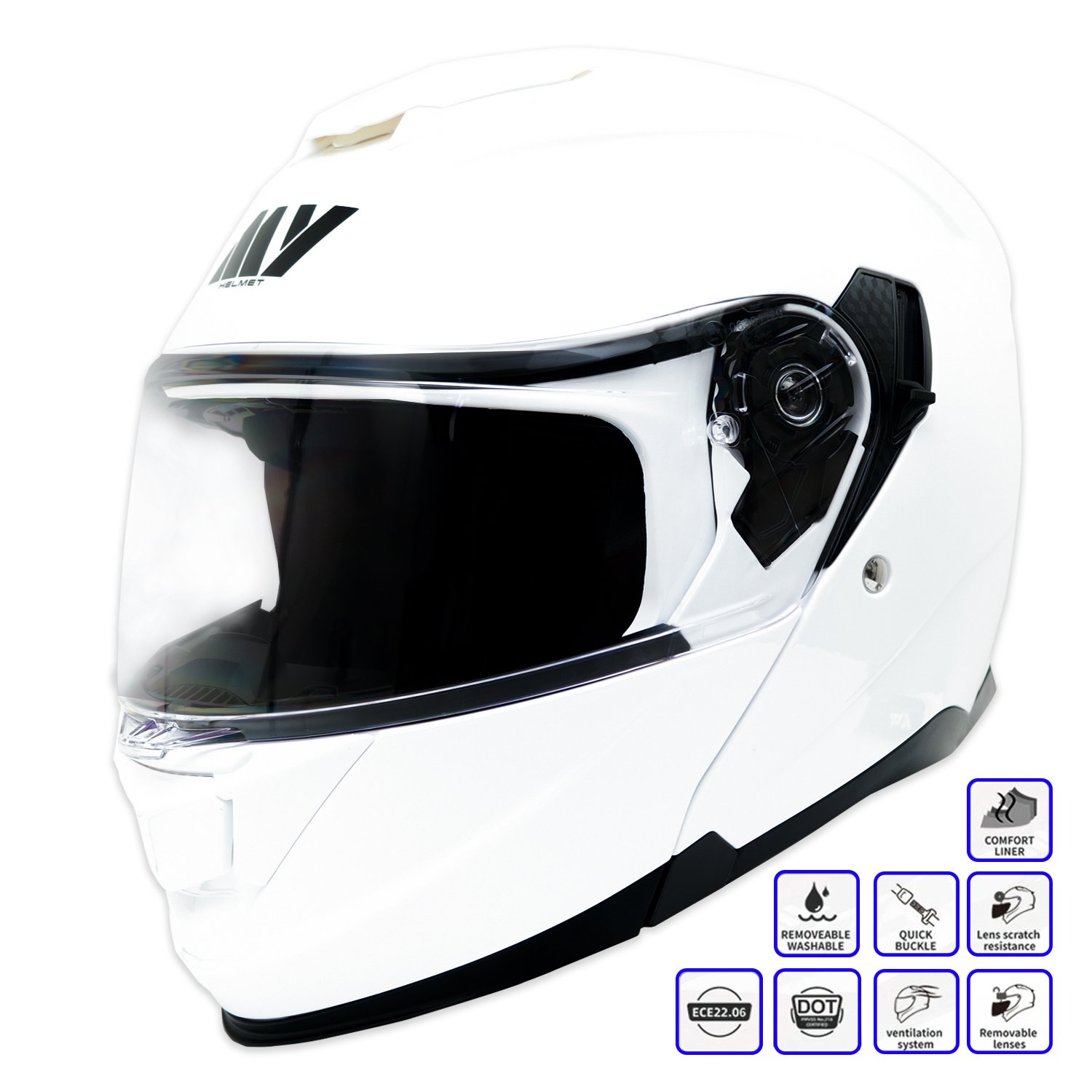 GP MY HELMET MKS002-PW Güneş Vizörlü Şeffaf Çene Açılır Motosiklet Kaskı