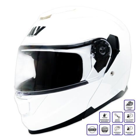 GP MY HELMET MKS002-PW Güneş Vizörlü Şeffaf Çene Açılır Motosiklet Kaskı