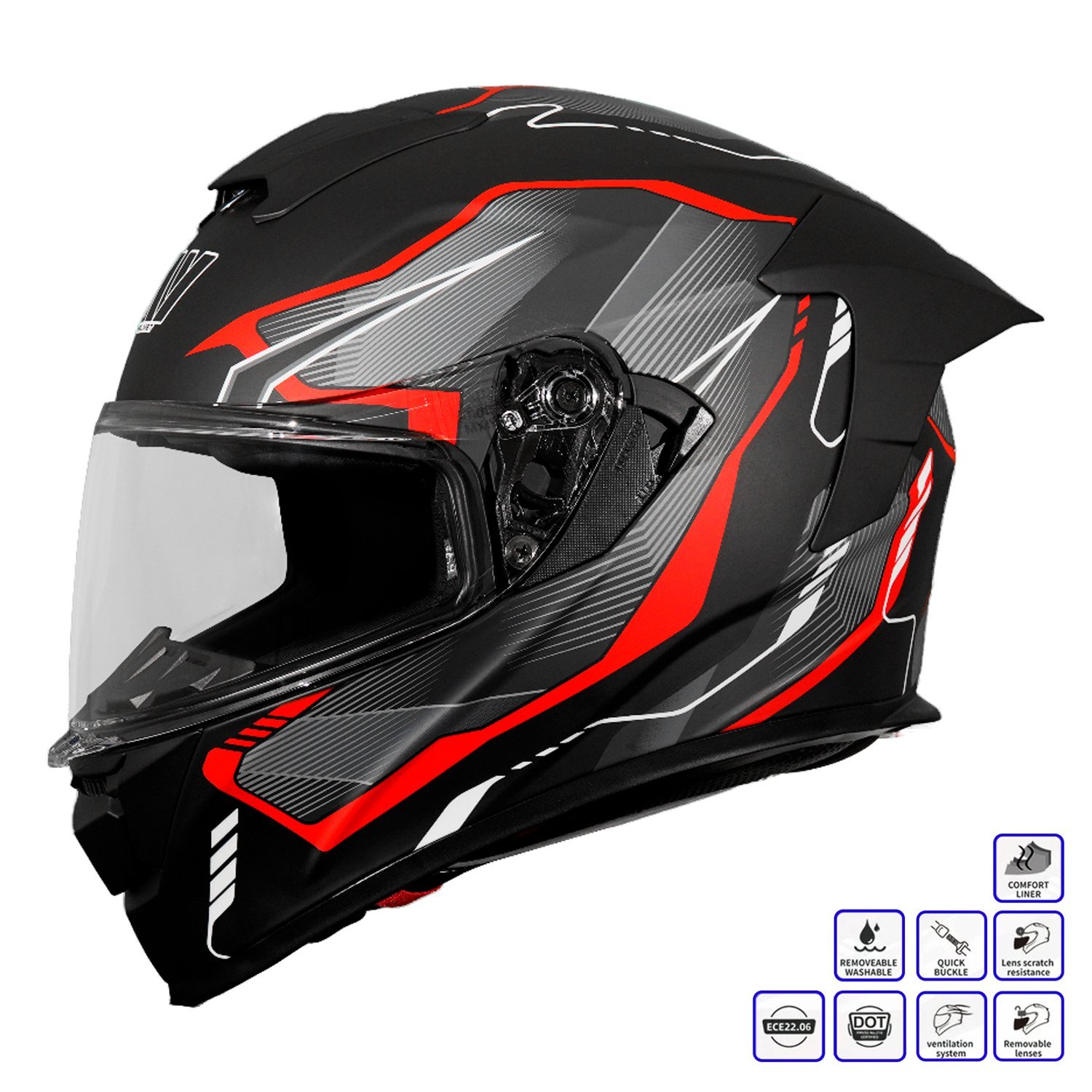 GP MY HELMET MKS001-BGR Yarış Spoiler Güneş Vizörlü Şeffaf Full Face Motosiklet Kaskı