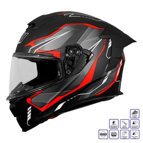 GP MY HELMET MKS001-BGR Yarış Spoiler Güneş Vizörlü Şeffaf Full Face Motosiklet Kaskı