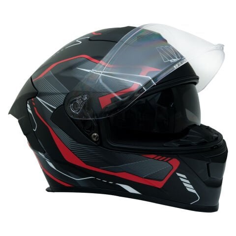 GP MY HELMET MKS001-BGR Yarış Spoiler Güneş Vizörlü Şeffaf Full Face Motosiklet Kaskı L