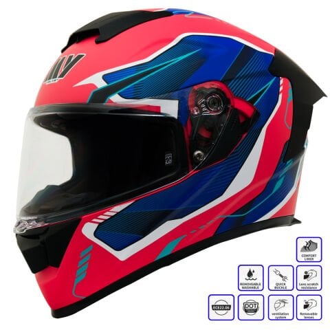 GP MY HELMET MKS001-RBW Yarış Spoiler Güneş Vizörlü Şeffaf Full Face Motosiklet Kaskı