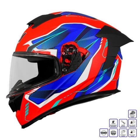 GP MY HELMET MKS001-RBW Yarış Spoiler Güneş Vizörlü Şeffaf Full Face Motosiklet Kaskı