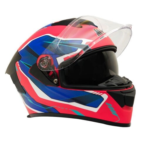 GP MY HELMET MKS001-RBW Yarış Spoiler Güneş Vizörlü Şeffaf Full Face Motosiklet Kaskı