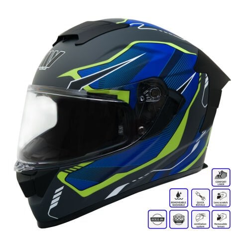 GP MY HELMET MKS001-EGBY Yarış Spoiler Güneş Vizörlü Şeffaf Full Face Motosiklet Kaskı