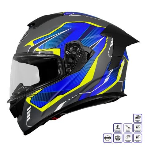 GP MY HELMET MKS001-EGBY Yarış Spoiler Güneş Vizörlü Şeffaf Full Face Motosiklet Kaskı