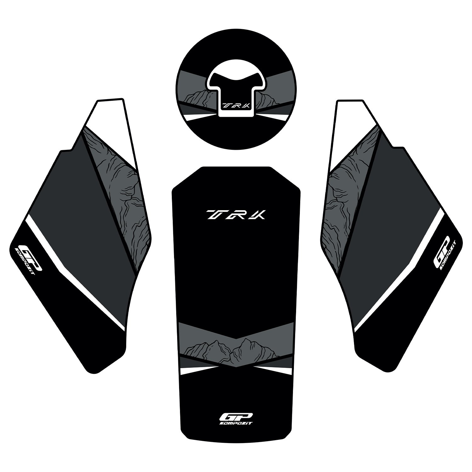 GP Kompozit Benelli TRK 502 / 502X 2018-2024 Uyumlu Tank Pad Siyah