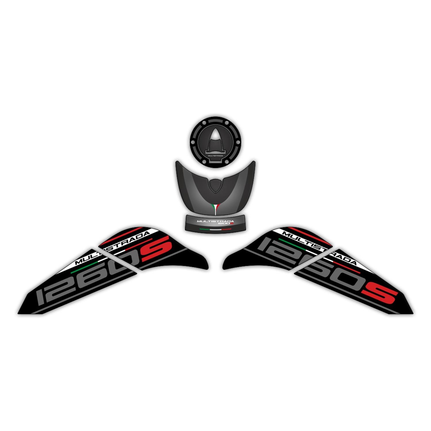GP Kompozit Ducati Multistrada 1260 S 2015-2018 Uyumlu Tank Pad Seti Siyah