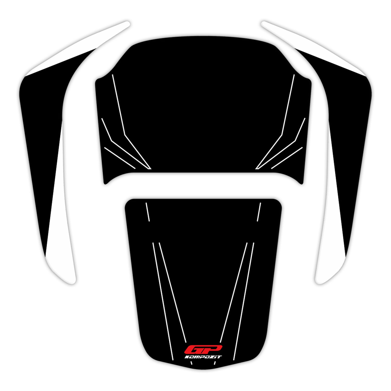 GP Kompozit Honda Forza 250 2018-2026 Uyumlu Yeni Seri Tank Pad Seti Siyah-Beyaz
