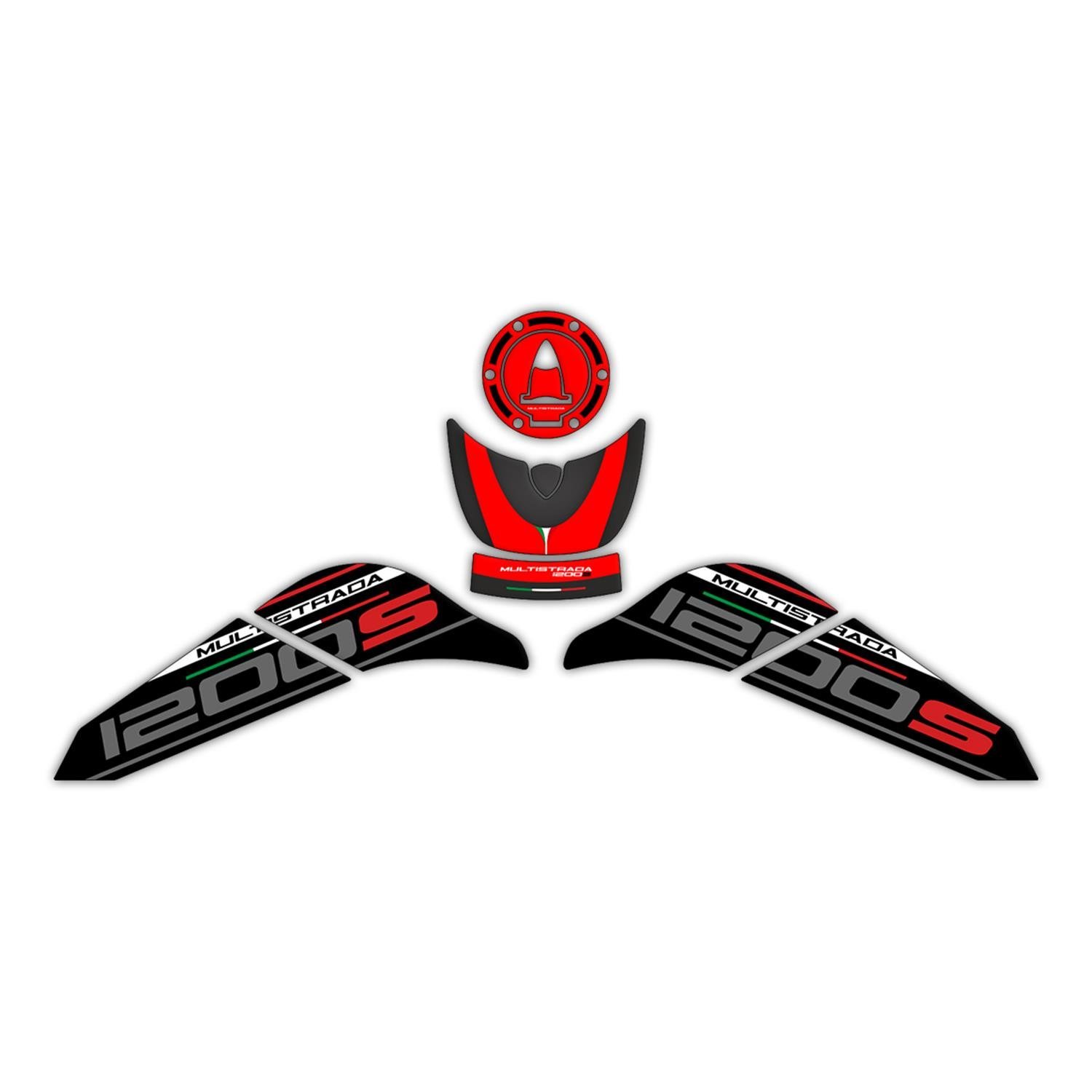 GP Kompozit Ducati Multistrada 1200 S 2015-2018 Uyumlu Tank Pad Seti Kırmızı