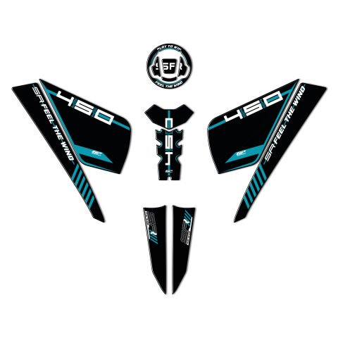 GP Kompozit CF Moto 450 SR 2023-2024 Uyumlu Tank Pad Seti Mavi