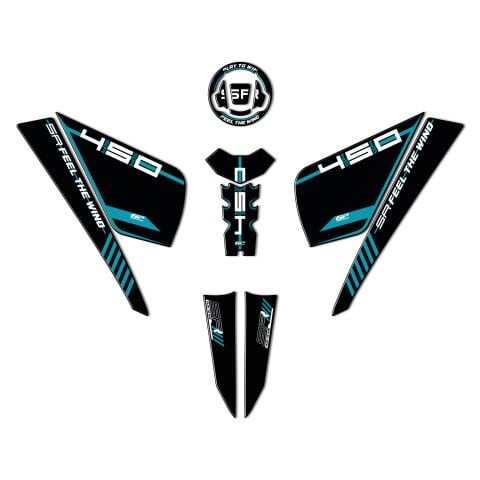 GP Kompozit CF Moto 450 SR 2023-2026 Uyumlu Tank Pad Seti Mavi