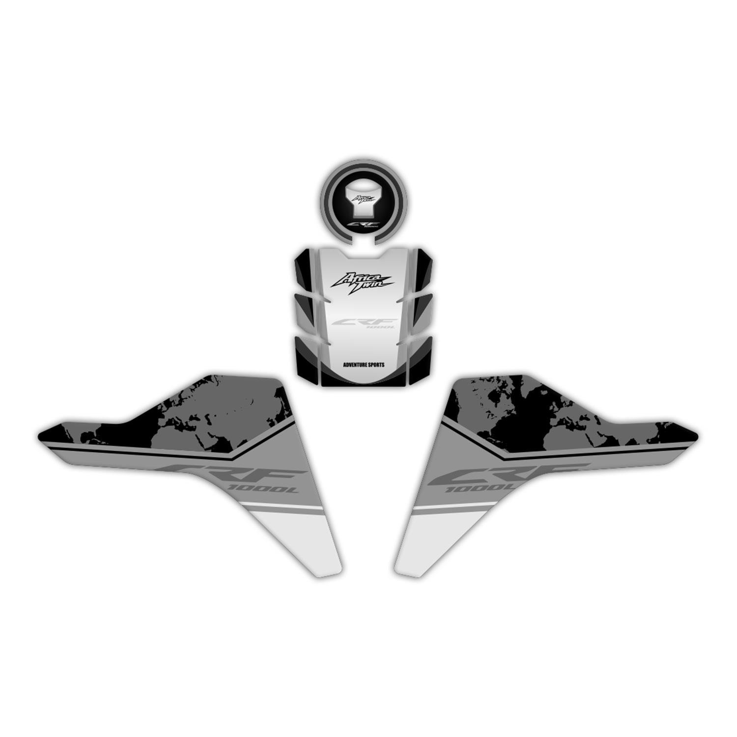 GP Kompozit Honda Africa Twin CRF1000L 2018-2019 Uyumlu Tank Pad Seti Siyah