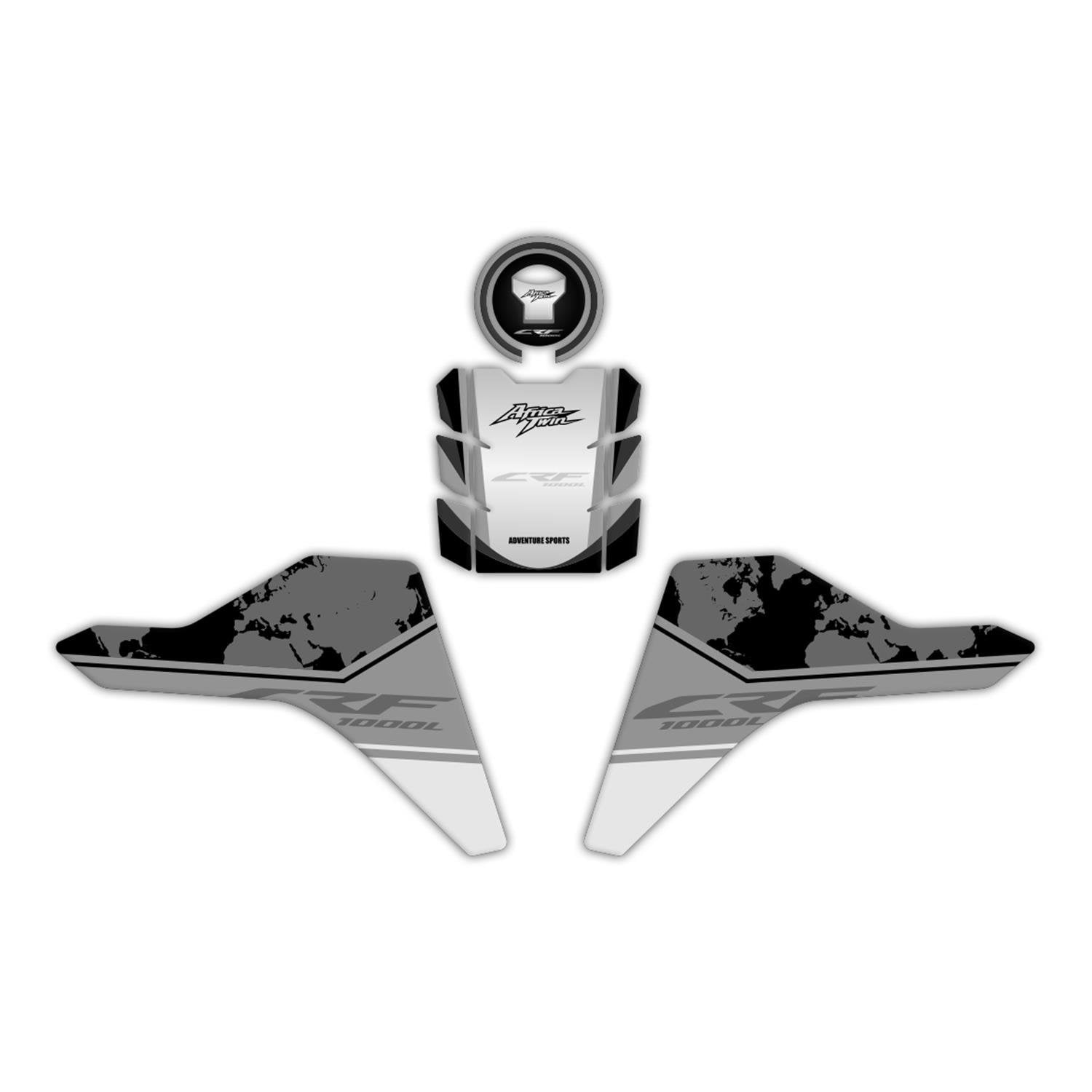 GP Kompozit Honda Africa Twin CRF1000L 2018-2019 Uyumlu Tank Pad Seti Siyah