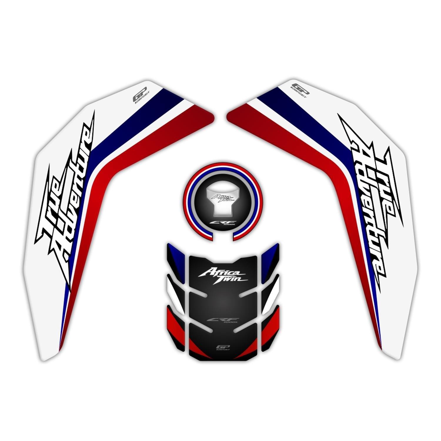 GP Kompozit Honda Africa Twin CRF1000L Adventure 2016-2019 Uyumlu Tank Pad Seti Tricolor